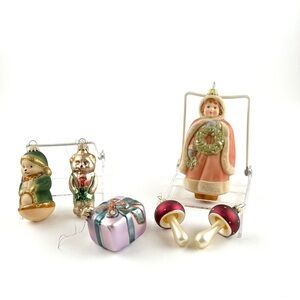 Set of Assorted European Glass Blown Ornaments.